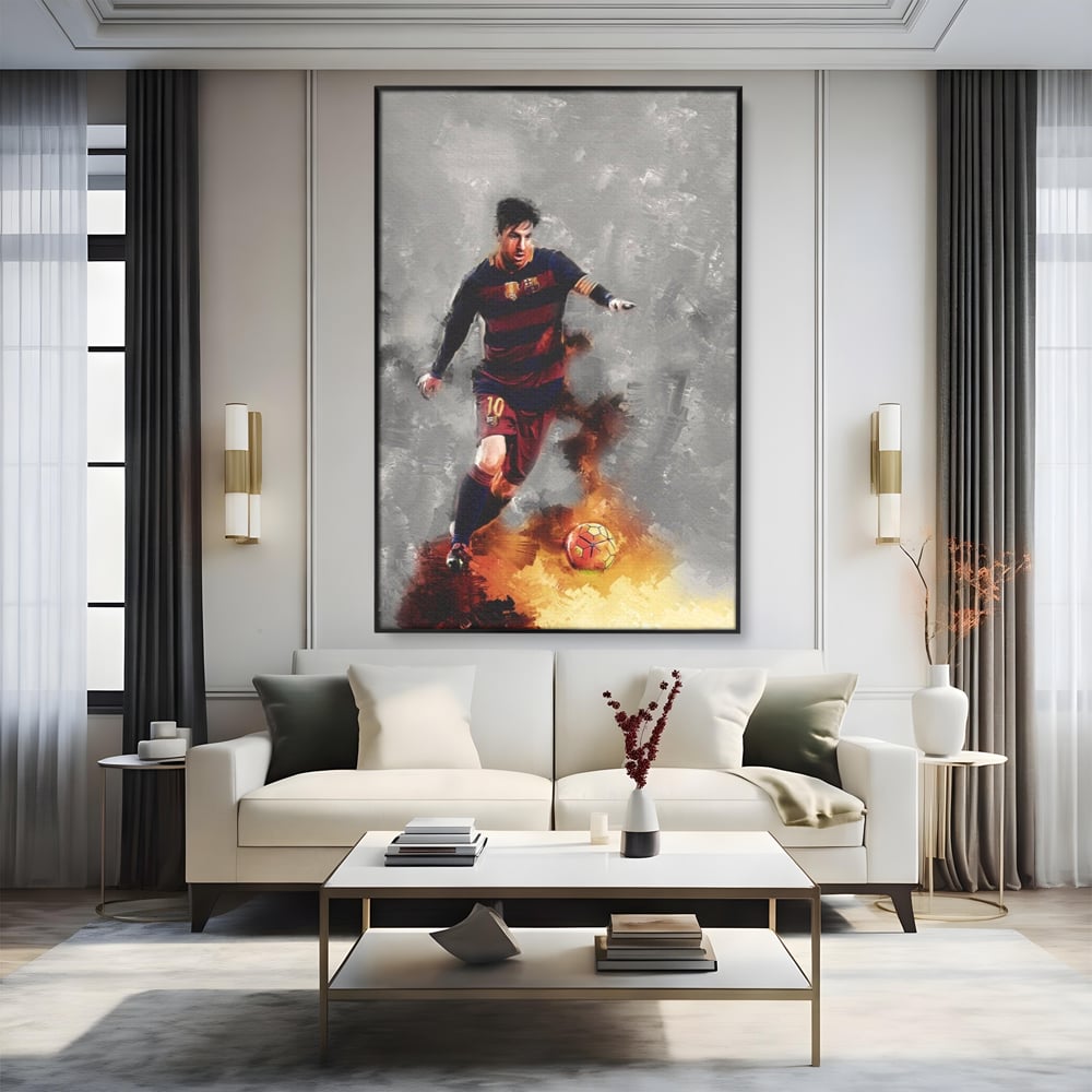 Tablou Canvas Premium LuxCanva® A1321, Lionel Andrés Messi , Living, Fotbal, Atacant, Balon De Aur, Studio, Culori Vibrante