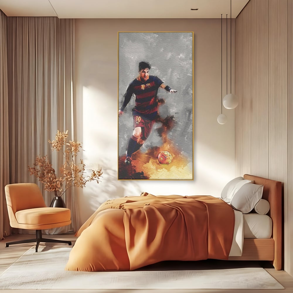 Tablou Canvas Premium LuxCanva® A1321, Lionel Andrés Messi , Living, Fotbal, Atacant, Balon De Aur, Studio, Culori Vibrante