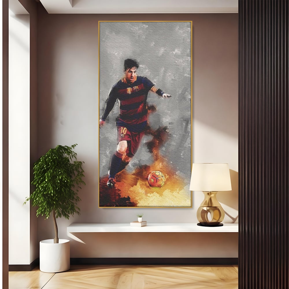 Tablou Canvas Premium LuxCanva® A1321, Lionel Andrés Messi , Living, Fotbal, Atacant, Balon De Aur, Studio, Culori Vibrante
