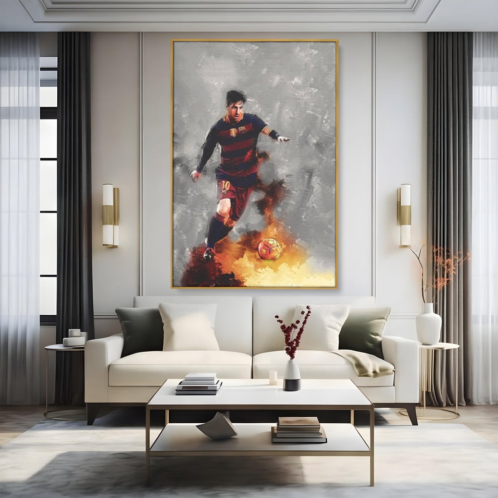 Tablou Canvas Premium LuxCanva® A1321, Lionel Andrés Messi , Living, Fotbal, Atacant, Balon De Aur, Studio, Culori Vibrante