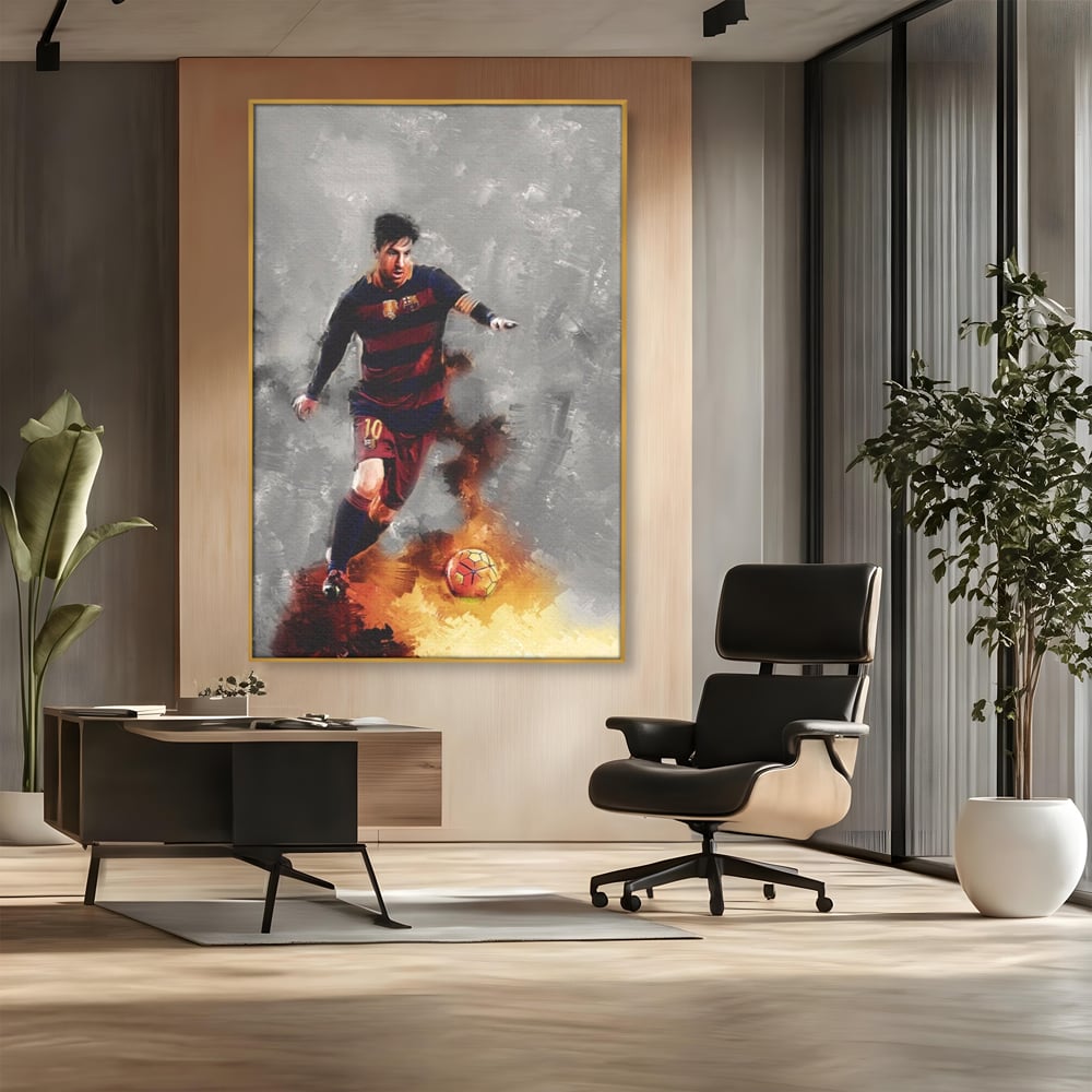 Tablou Canvas Premium LuxCanva® A1321, Lionel Andrés Messi , Living, Fotbal, Atacant, Balon De Aur, Studio, Culori Vibrante