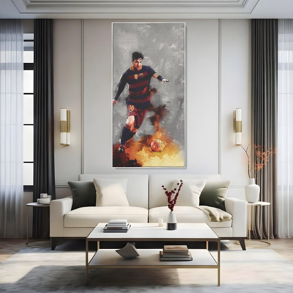 Tablou Canvas Premium LuxCanva® A1321, Lionel Andrés Messi , Living, Fotbal, Atacant, Balon De Aur, Studio, Culori Vibrante