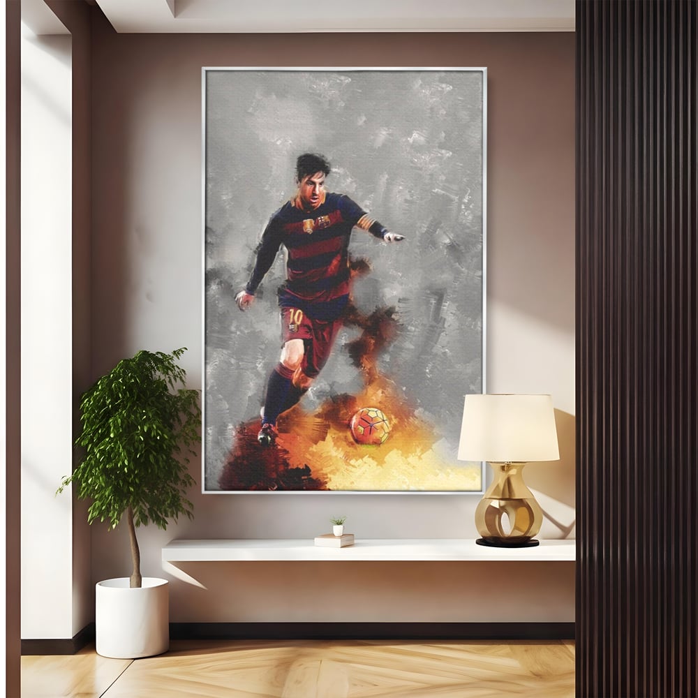 Tablou Canvas Premium LuxCanva® A1321, Lionel Andrés Messi , Living, Fotbal, Atacant, Balon De Aur, Studio, Culori Vibrante