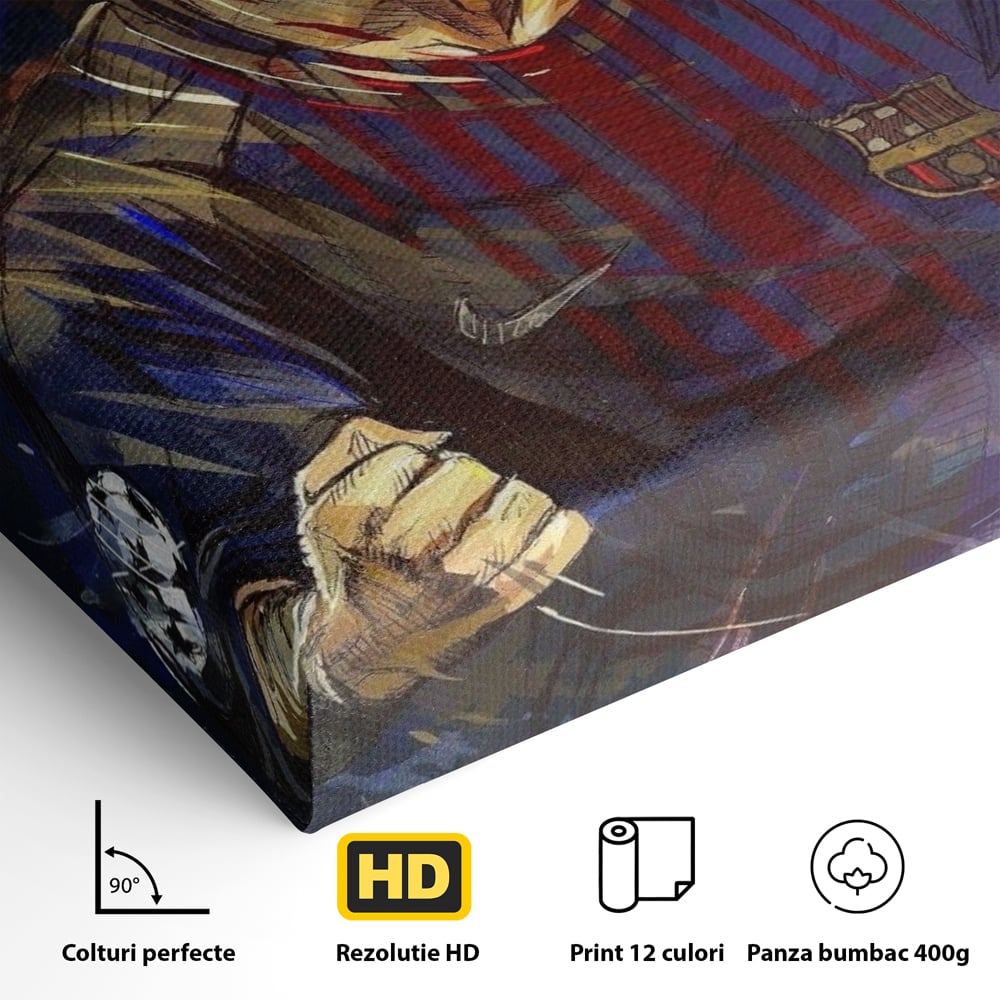 Tablou Canvas Premium LuxCanva® A1322, Lionel Andrés Messi , Living, Fotbal, Atacant, Balon De Aur, Studio, Culori Vibrante