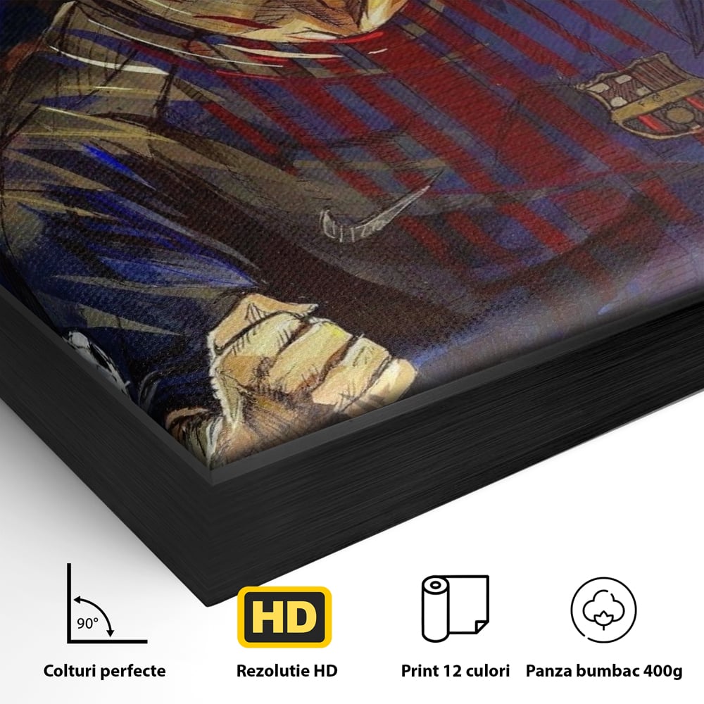 Tablou Canvas Premium LuxCanva® A1322, Lionel Andrés Messi , Living, Fotbal, Atacant, Balon De Aur, Studio, Culori Vibrante