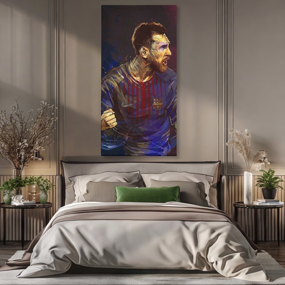 Tablou Canvas Premium LuxCanva® A1322, Lionel Andrés Messi , Living, Fotbal, Atacant, Balon De Aur, Studio, Culori Vibrante
