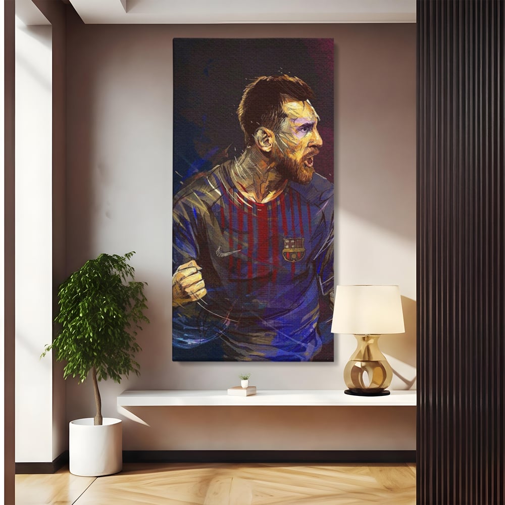 Tablou Canvas Premium LuxCanva® A1322, Lionel Andrés Messi , Living, Fotbal, Atacant, Balon De Aur, Studio, Culori Vibrante