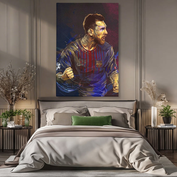 Tablou Canvas Premium LuxCanva® A1322, Lionel Andrés Messi , Living, Fotbal, Atacant, Balon De Aur, Studio, Culori Vibrante