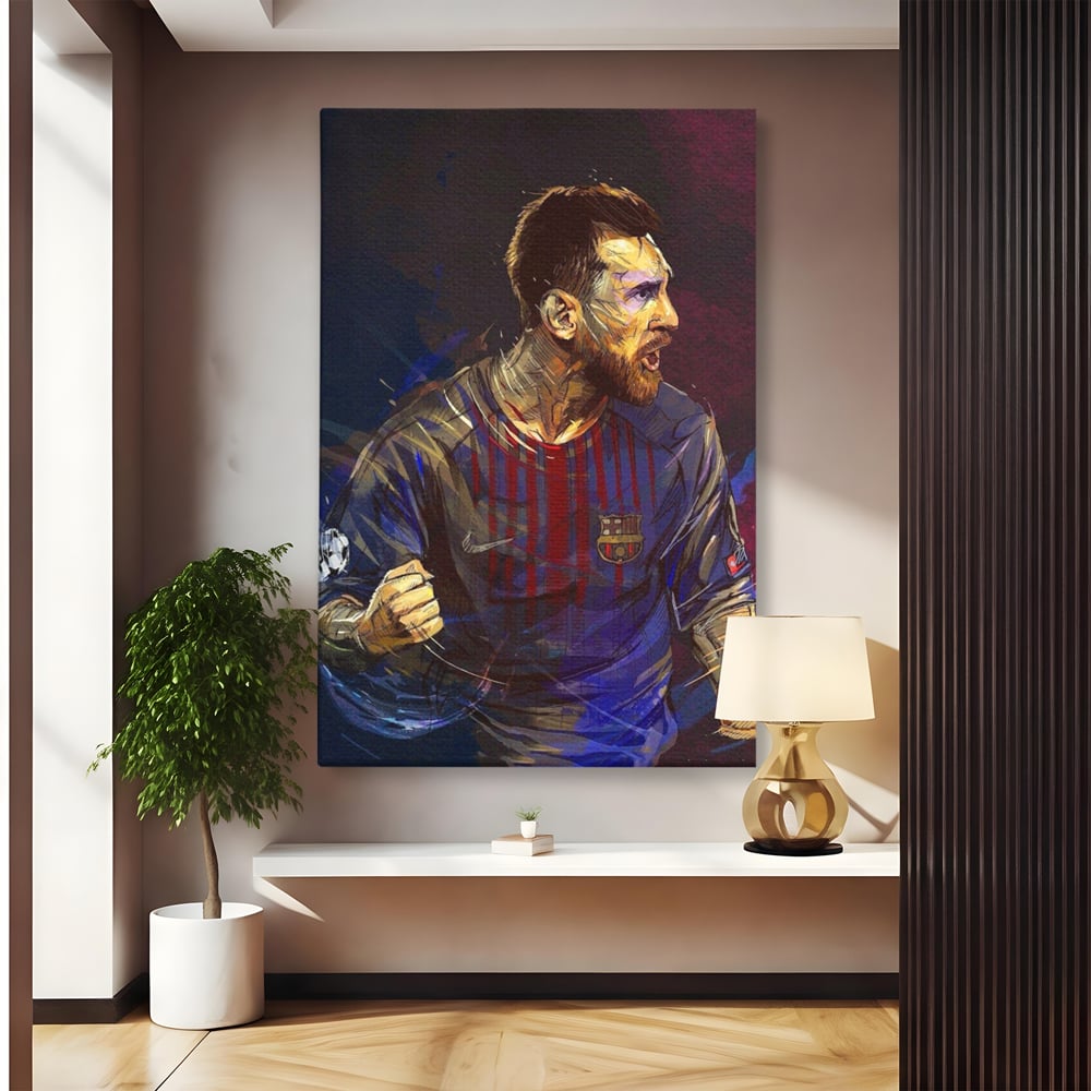 Tablou Canvas Premium LuxCanva® A1322, Lionel Andrés Messi , Living, Fotbal, Atacant, Balon De Aur, Studio, Culori Vibrante