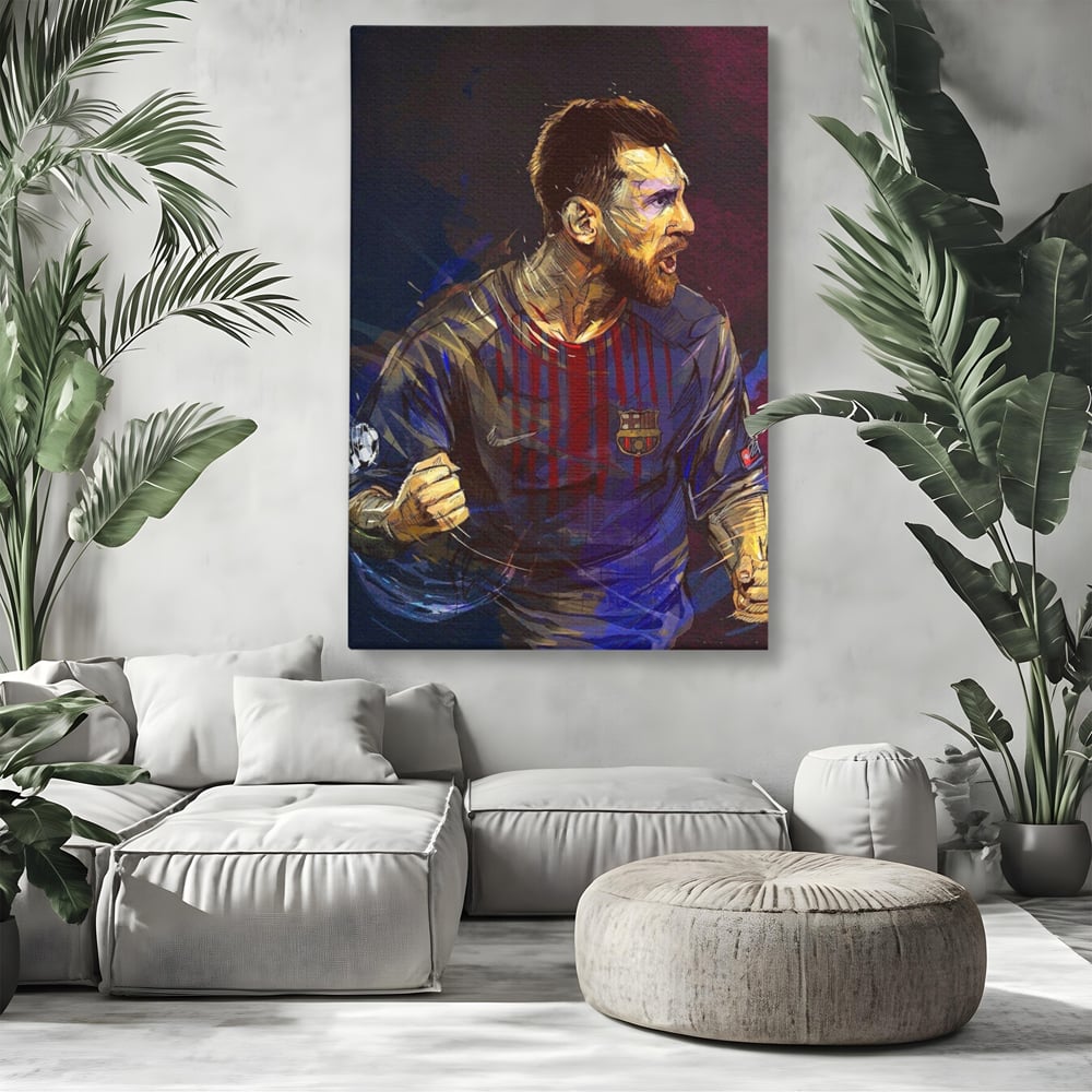 Tablou Canvas Premium LuxCanva® A1322, Lionel Andrés Messi , Living, Fotbal, Atacant, Balon De Aur, Studio, Culori Vibrante