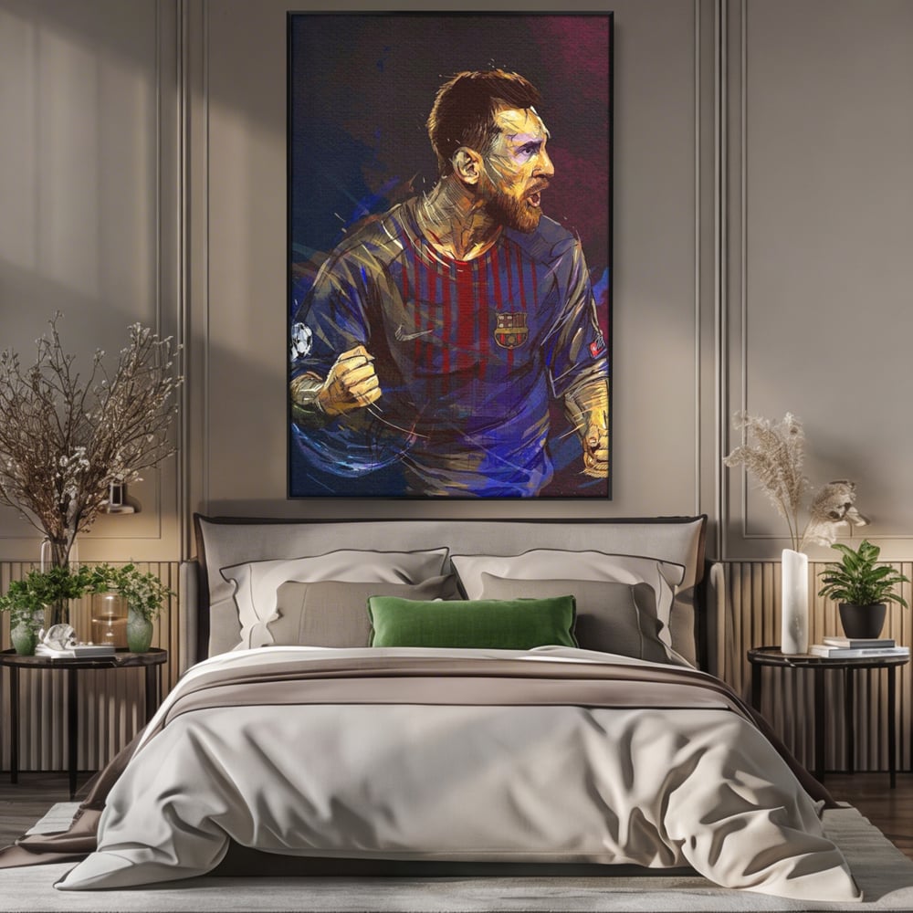 Tablou Canvas Premium LuxCanva® A1322, Lionel Andrés Messi , Living, Fotbal, Atacant, Balon De Aur, Studio, Culori Vibrante