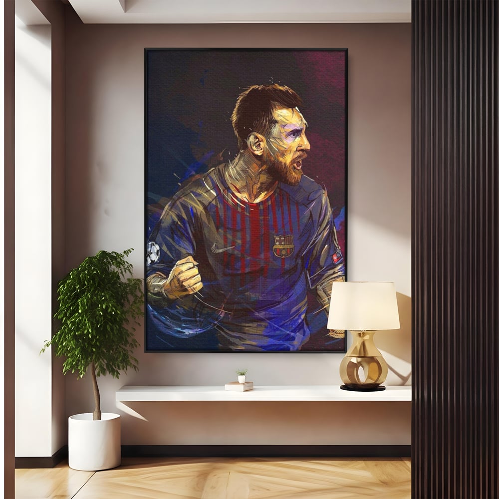 Tablou Canvas Premium LuxCanva® A1322, Lionel Andrés Messi , Living, Fotbal, Atacant, Balon De Aur, Studio, Culori Vibrante