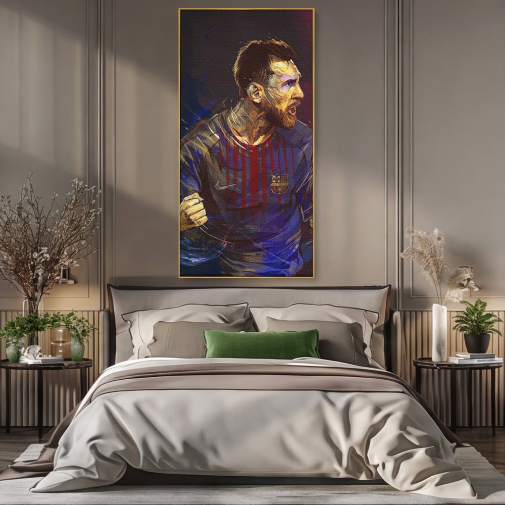 Tablou Canvas Premium LuxCanva® A1322, Lionel Andrés Messi , Living, Fotbal, Atacant, Balon De Aur, Studio, Culori Vibrante