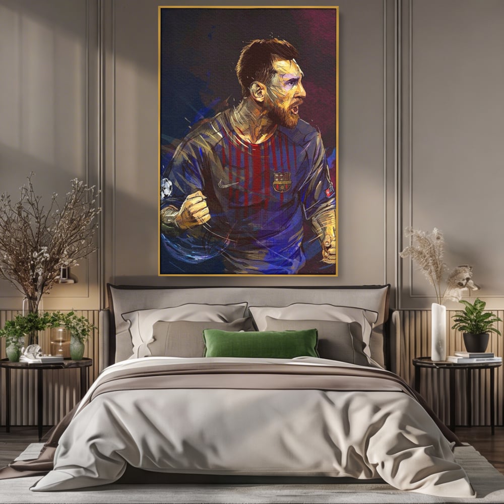 Tablou Canvas Premium LuxCanva® A1322, Lionel Andrés Messi , Living, Fotbal, Atacant, Balon De Aur, Studio, Culori Vibrante