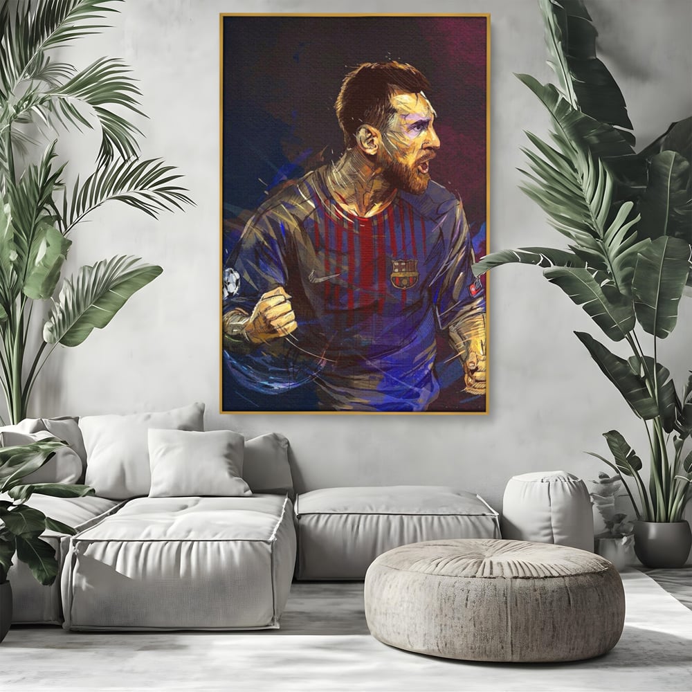 Tablou Canvas Premium LuxCanva® A1322, Lionel Andrés Messi , Living, Fotbal, Atacant, Balon De Aur, Studio, Culori Vibrante