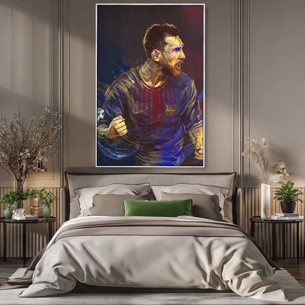 Tablou Canvas Premium LuxCanva® A1322, Lionel Andrés Messi , Living, Fotbal, Atacant, Balon De Aur, Studio, Culori Vibrante