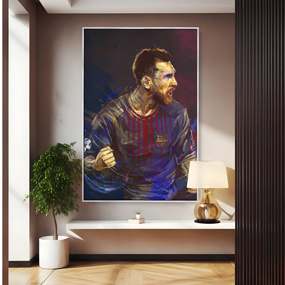 Tablou Canvas Premium LuxCanva® A1322, Lionel Andrés Messi , Living, Fotbal, Atacant, Balon De Aur, Studio, Culori Vibrante
