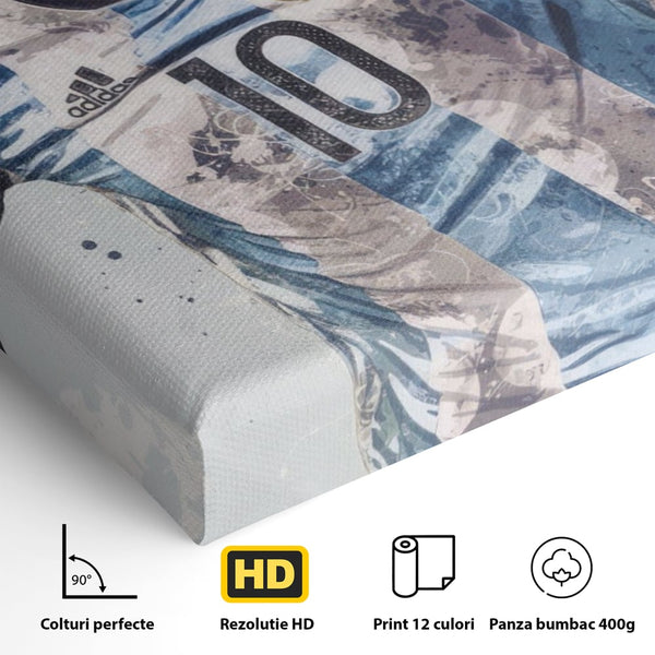 Tablou Canvas Premium LuxCanva® A1323, Lionel Messi , Living, Foltablist, Balonul De Aur, FC Barcelona, Sport, Studio, Culori Vibrante