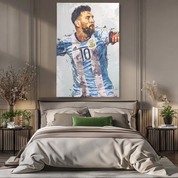 Tablou Canvas Premium LuxCanva® A1323, Lionel Messi , Living, Foltablist, Balonul De Aur, FC Barcelona, Sport, Studio, Culori Vibrante