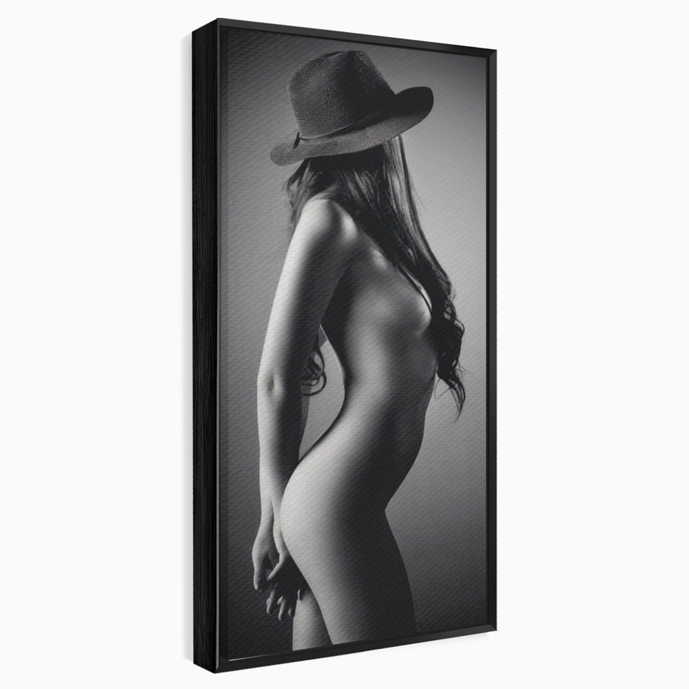 Tablou Canvas Premium LuxCanva® A1324, Sexy Girl , Living, Nude, Palarie, Senzual, Femeie, Dresing, Culori Vibrante