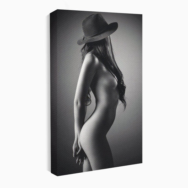 Tablou Canvas Premium LuxCanva® A1324, Sexy Girl , Living, Nude, Palarie, Senzual, Femeie, Dresing, Culori Vibrante