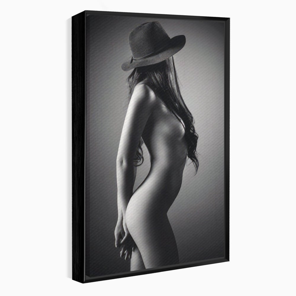 Tablou Canvas Premium LuxCanva® A1324, Sexy Girl , Living, Nude, Palarie, Senzual, Femeie, Dresing, Culori Vibrante