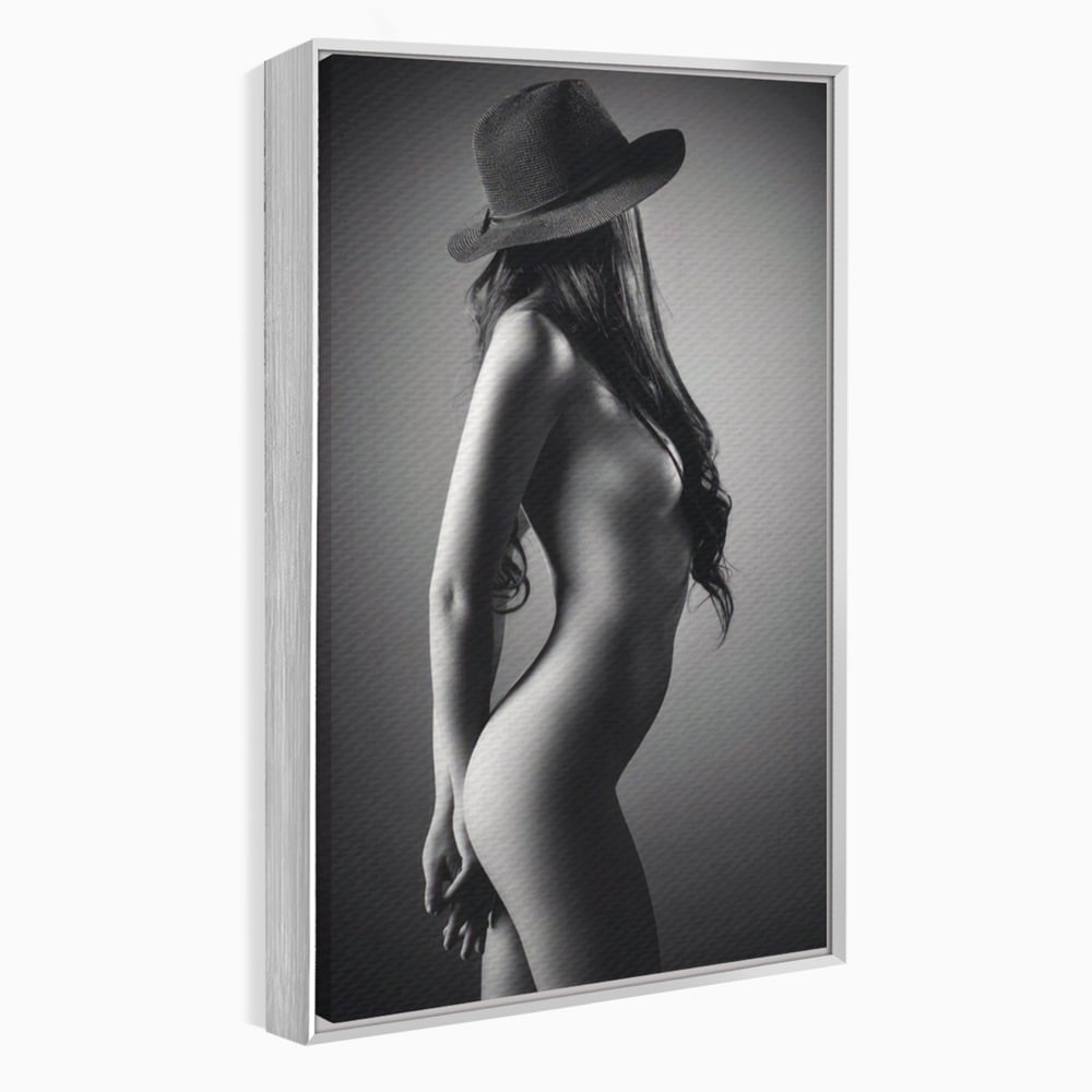 Tablou Canvas Premium LuxCanva® A1324, Sexy Girl , Living, Nude, Palarie, Senzual, Femeie, Dresing, Culori Vibrante