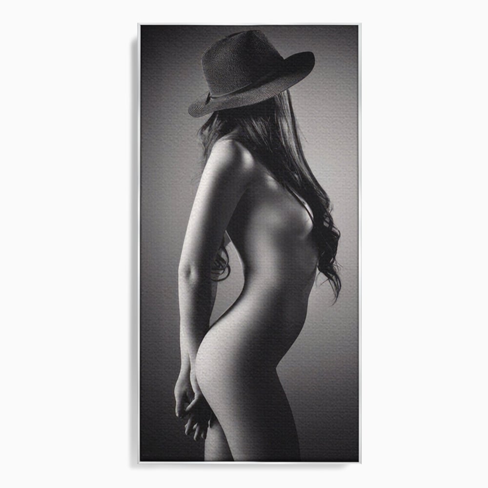Tablou Canvas Premium LuxCanva® A1324, Sexy Girl , Living, Nude, Palarie, Senzual, Femeie, Dresing, Culori Vibrante