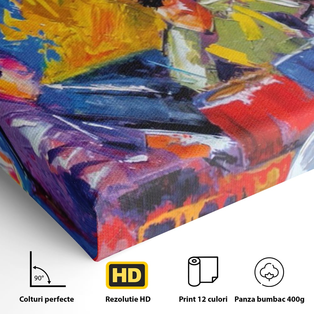 Tablou Canvas Premium LuxCanva® A1325, Colorful Jazz Art ,  Living, Muzica, Instrumente Muzicale, Formatie, Dormitor, Culori Vibrante