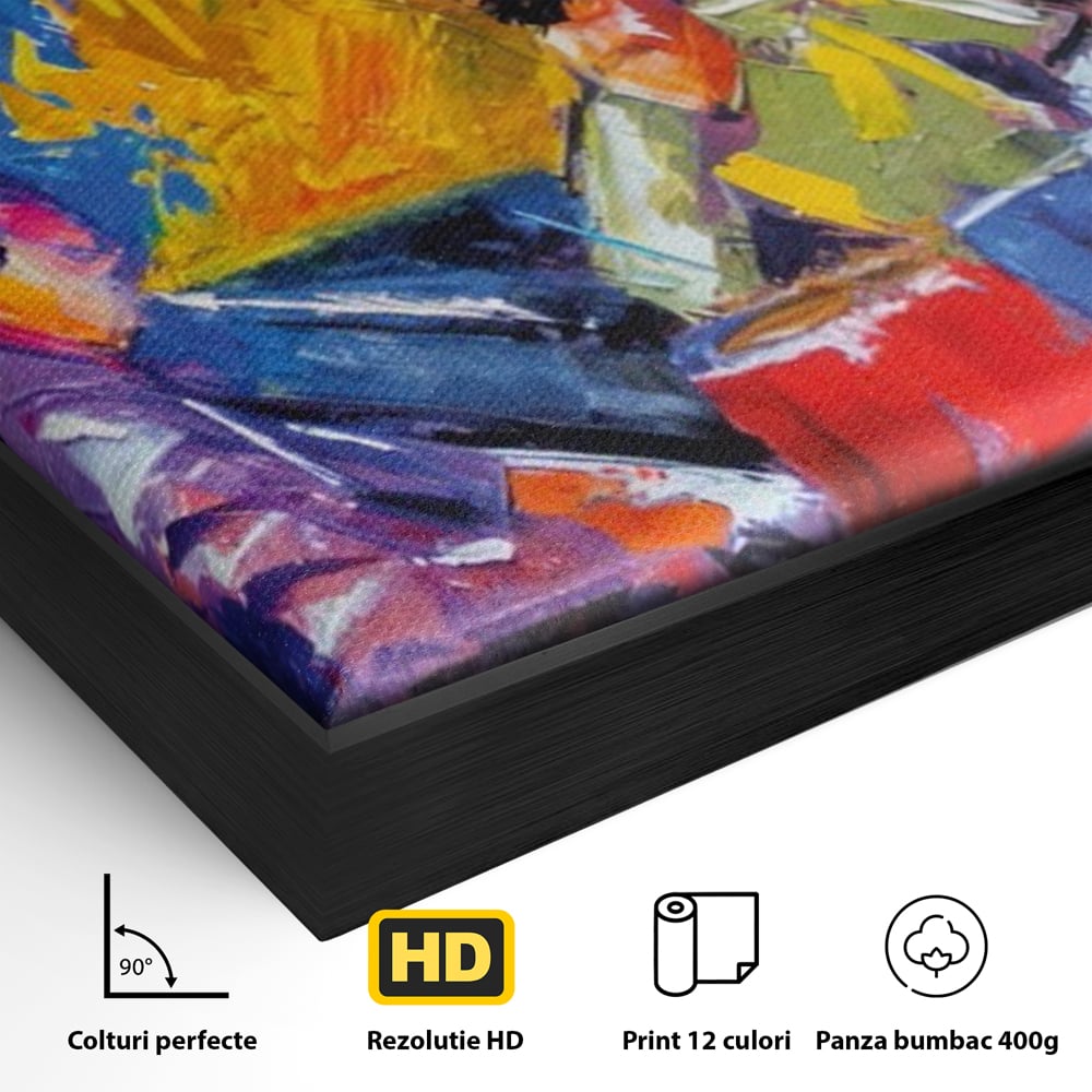 Tablou Canvas Premium LuxCanva® A1325, Colorful Jazz Art ,  Living, Muzica, Instrumente Muzicale, Formatie, Dormitor, Culori Vibrante