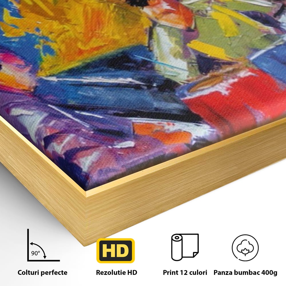 Tablou Canvas Premium LuxCanva® A1325, Colorful Jazz Art ,  Living, Muzica, Instrumente Muzicale, Formatie, Dormitor, Culori Vibrante