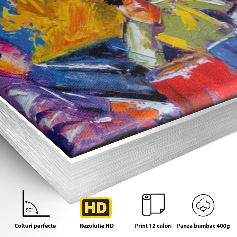 Tablou Canvas Premium LuxCanva® A1325, Colorful Jazz Art ,  Living, Muzica, Instrumente Muzicale, Formatie, Dormitor, Culori Vibrante