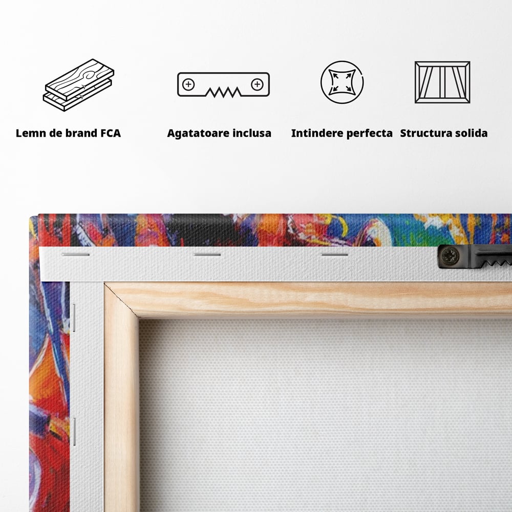 Tablou Canvas Premium LuxCanva® A1325, Colorful Jazz Art ,  Living, Muzica, Instrumente Muzicale, Formatie, Dormitor, Culori Vibrante