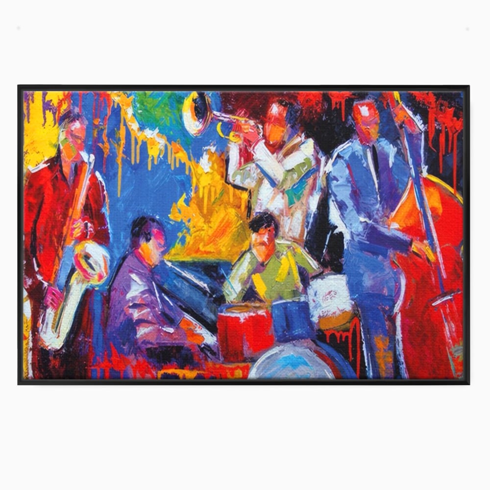 Tablou Canvas Premium LuxCanva® A1325, Colorful Jazz Art ,  Living, Muzica, Instrumente Muzicale, Formatie, Dormitor, Culori Vibrante
