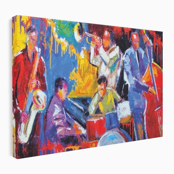 Tablou Canvas Premium LuxCanva® A1325, Colorful Jazz Art ,  Living, Muzica, Instrumente Muzicale, Formatie, Dormitor, Culori Vibrante