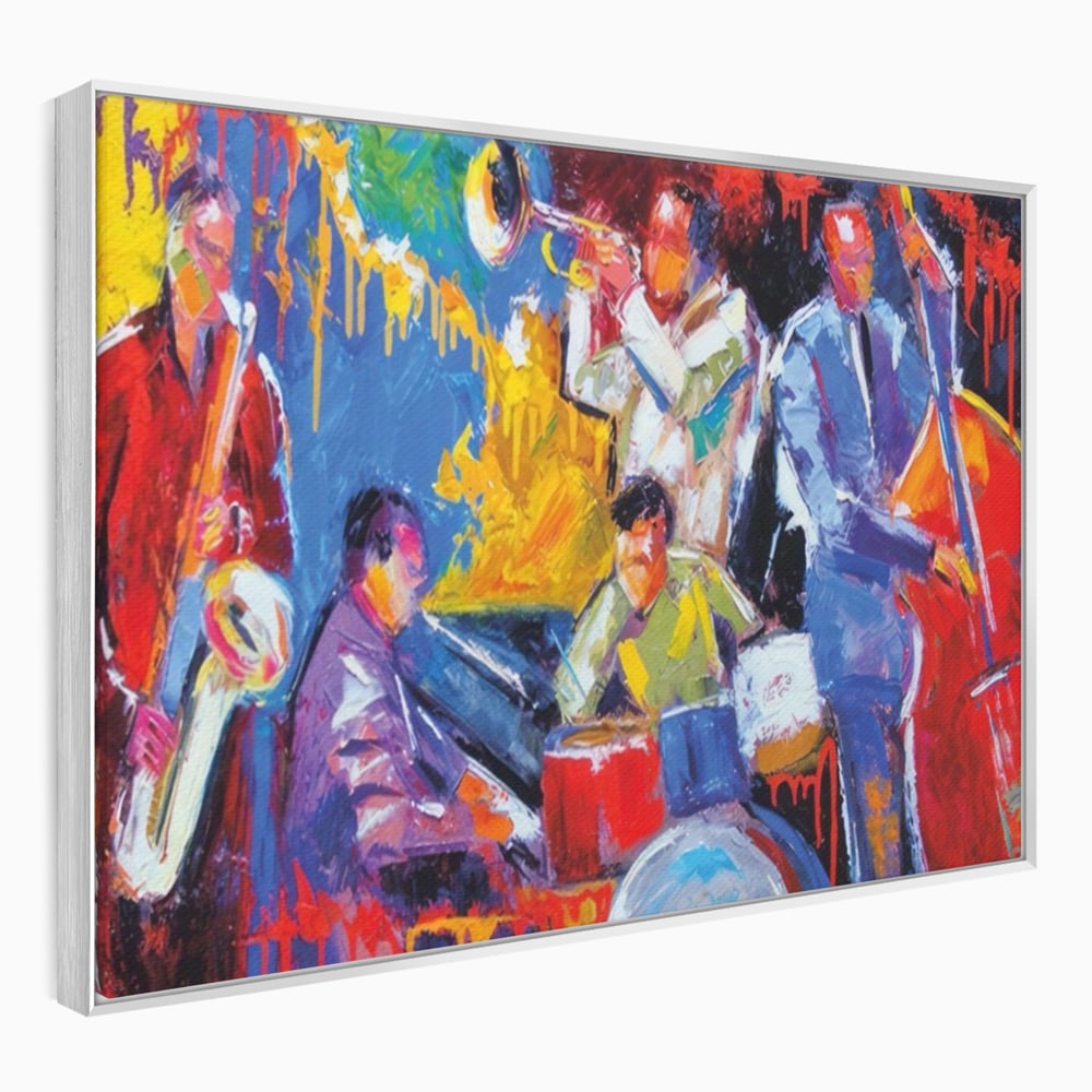 Tablou Canvas Premium LuxCanva® A1325, Colorful Jazz Art ,  Living, Muzica, Instrumente Muzicale, Formatie, Dormitor, Culori Vibrante