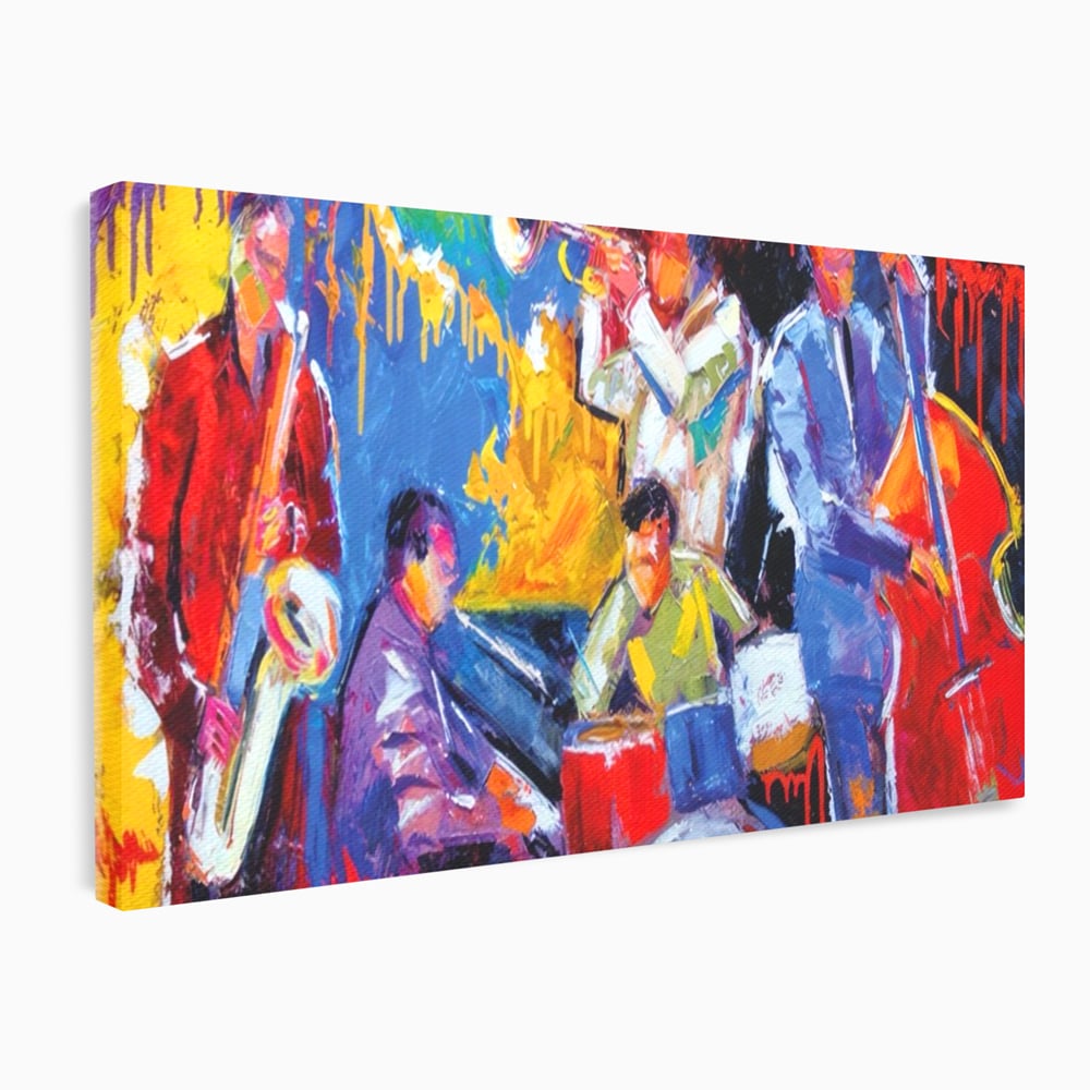 Tablou Canvas Premium LuxCanva® A1325, Colorful Jazz Art ,  Living, Muzica, Instrumente Muzicale, Formatie, Dormitor, Culori Vibrante