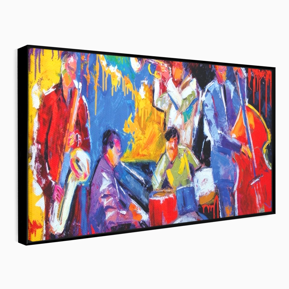 Tablou Canvas Premium LuxCanva® A1325, Colorful Jazz Art ,  Living, Muzica, Instrumente Muzicale, Formatie, Dormitor, Culori Vibrante