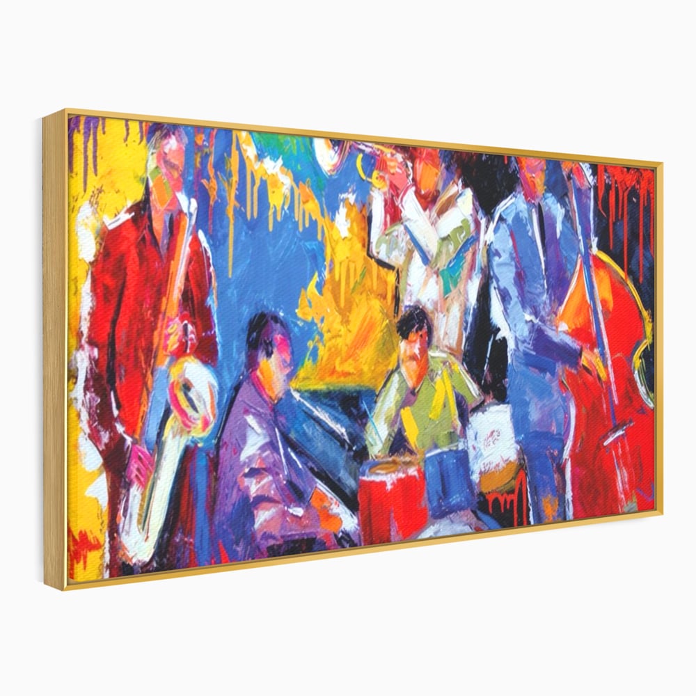 Tablou Canvas Premium LuxCanva® A1325, Colorful Jazz Art ,  Living, Muzica, Instrumente Muzicale, Formatie, Dormitor, Culori Vibrante