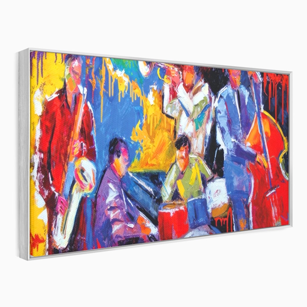 Tablou Canvas Premium LuxCanva® A1325, Colorful Jazz Art ,  Living, Muzica, Instrumente Muzicale, Formatie, Dormitor, Culori Vibrante