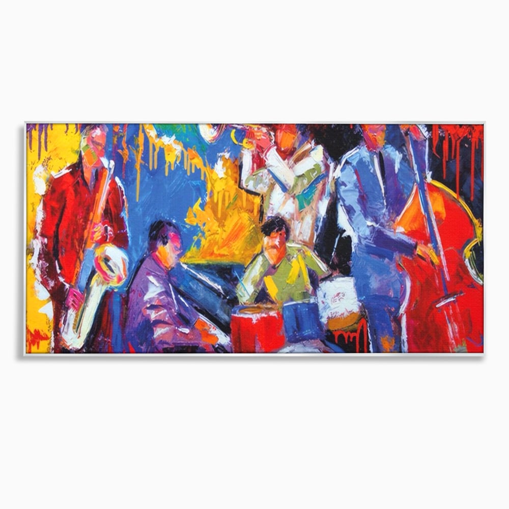 Tablou Canvas Premium LuxCanva® A1325, Colorful Jazz Art ,  Living, Muzica, Instrumente Muzicale, Formatie, Dormitor, Culori Vibrante