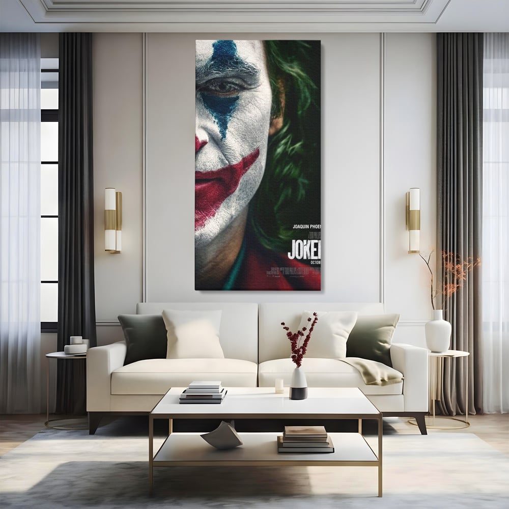 Tablou Canvas Premium, LuxCanva® A1326, Joker Movies, Living, Film, Thriller Psihologic, Personaj, Studio, Culori Vibrante