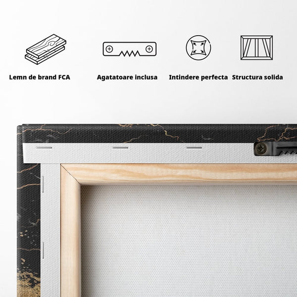Tablou Canvas Premium LuxCanva® A1327, Black Marble , Living, Marmura, Abstract, Auriu, Dormitor, Culori Vibrante