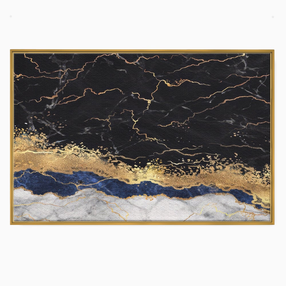 Tablou Canvas Premium LuxCanva® A1327, Black Marble , Living, Marmura, Abstract, Auriu, Dormitor, Culori Vibrante