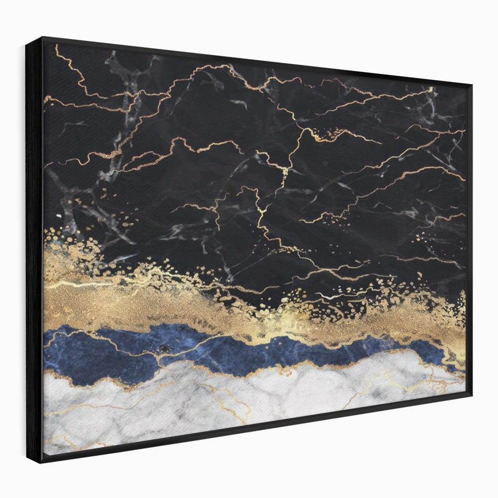 Tablou Canvas Premium LuxCanva® A1327, Black Marble , Living, Marmura, Abstract, Auriu, Dormitor, Culori Vibrante
