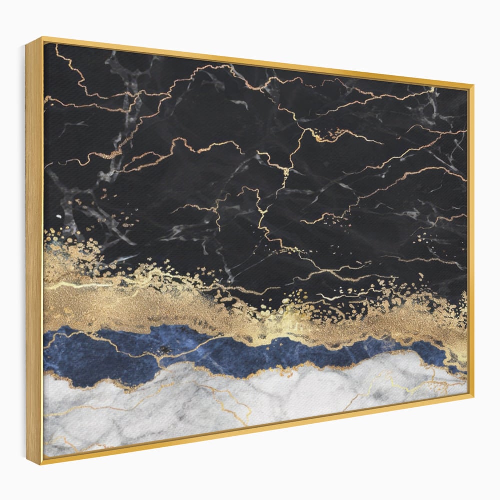 Tablou Canvas Premium LuxCanva® A1327, Black Marble , Living, Marmura, Abstract, Auriu, Dormitor, Culori Vibrante