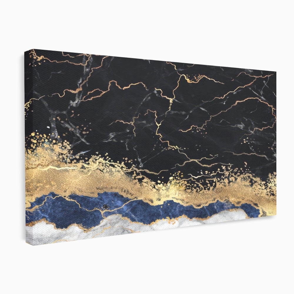 Tablou Canvas Premium LuxCanva® A1327, Black Marble , Living, Marmura, Abstract, Auriu, Dormitor, Culori Vibrante