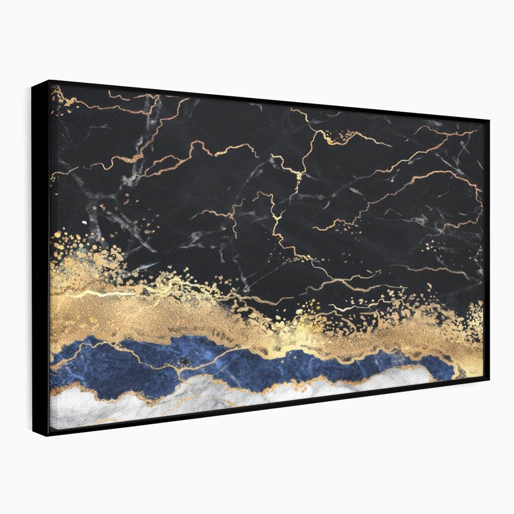 Tablou Canvas Premium LuxCanva® A1327, Black Marble , Living, Marmura, Abstract, Auriu, Dormitor, Culori Vibrante
