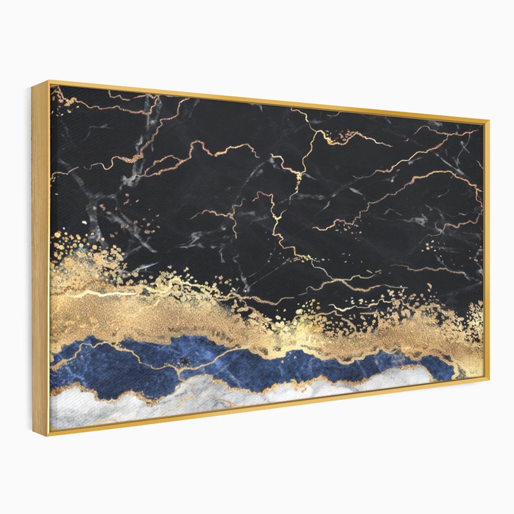 Tablou Canvas Premium LuxCanva® A1327, Black Marble , Living, Marmura, Abstract, Auriu, Dormitor, Culori Vibrante