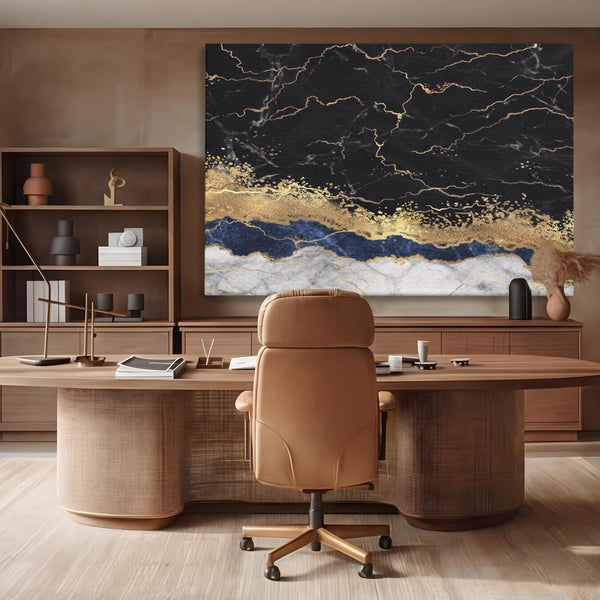 Tablou Canvas Premium LuxCanva® A1327, Black Marble , Living, Marmura, Abstract, Auriu, Dormitor, Culori Vibrante